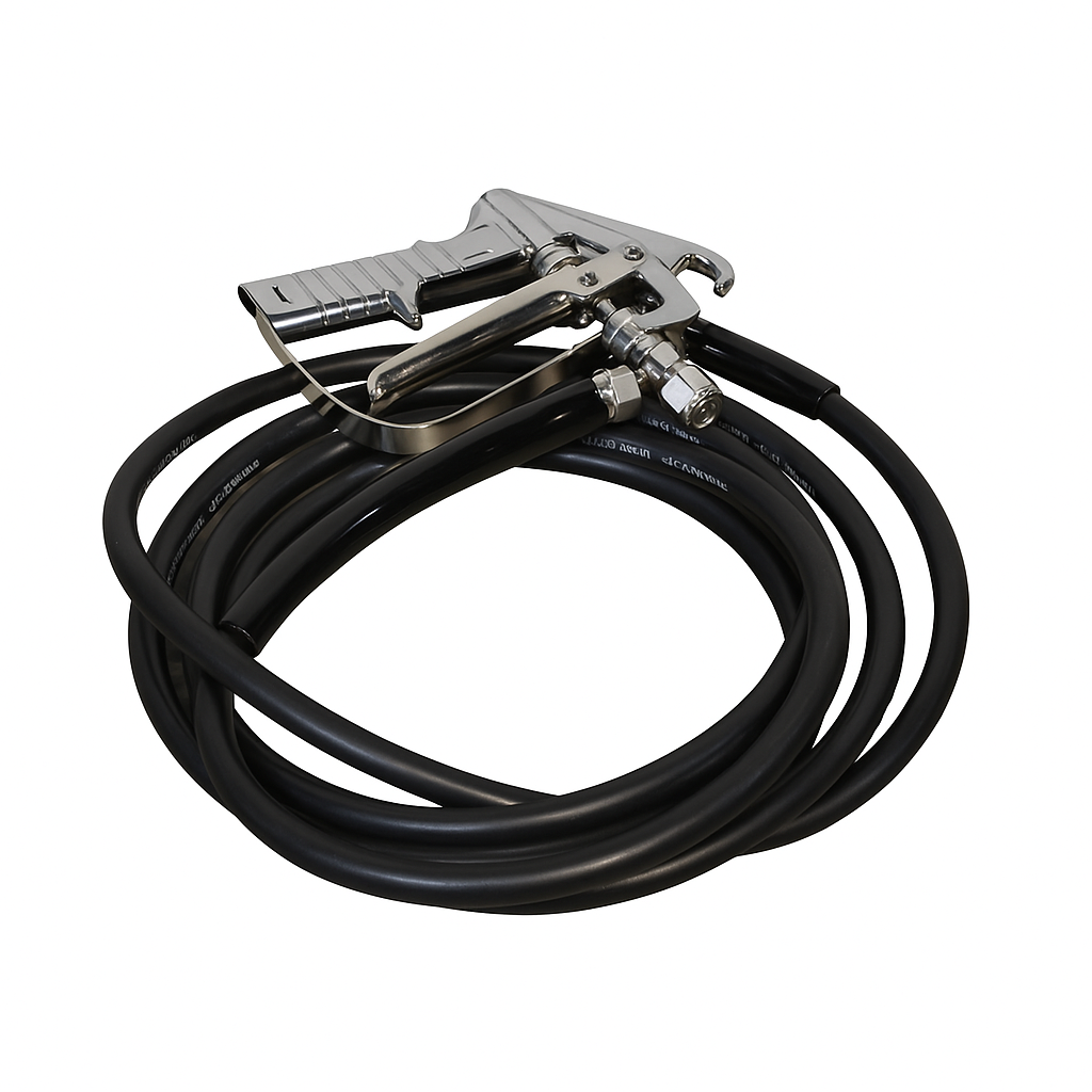 Contact adhesive gun and hose set for easy and precise application of adhesive, featuring durable construction and ergonomic design, ideal for DIY and professional projects.