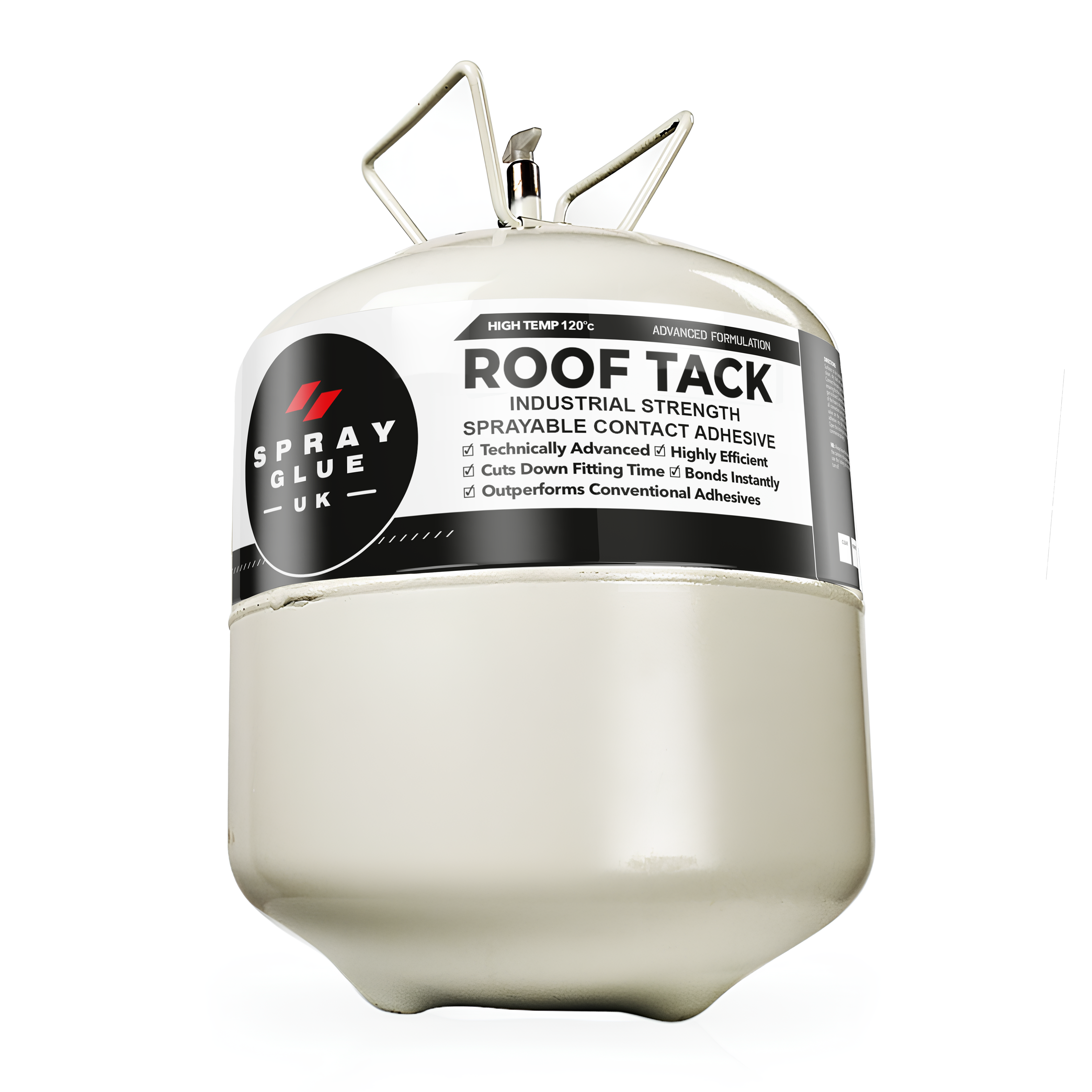 Canister Adhesive of Spray Glue UK Roof Tack adhesive on a white background
