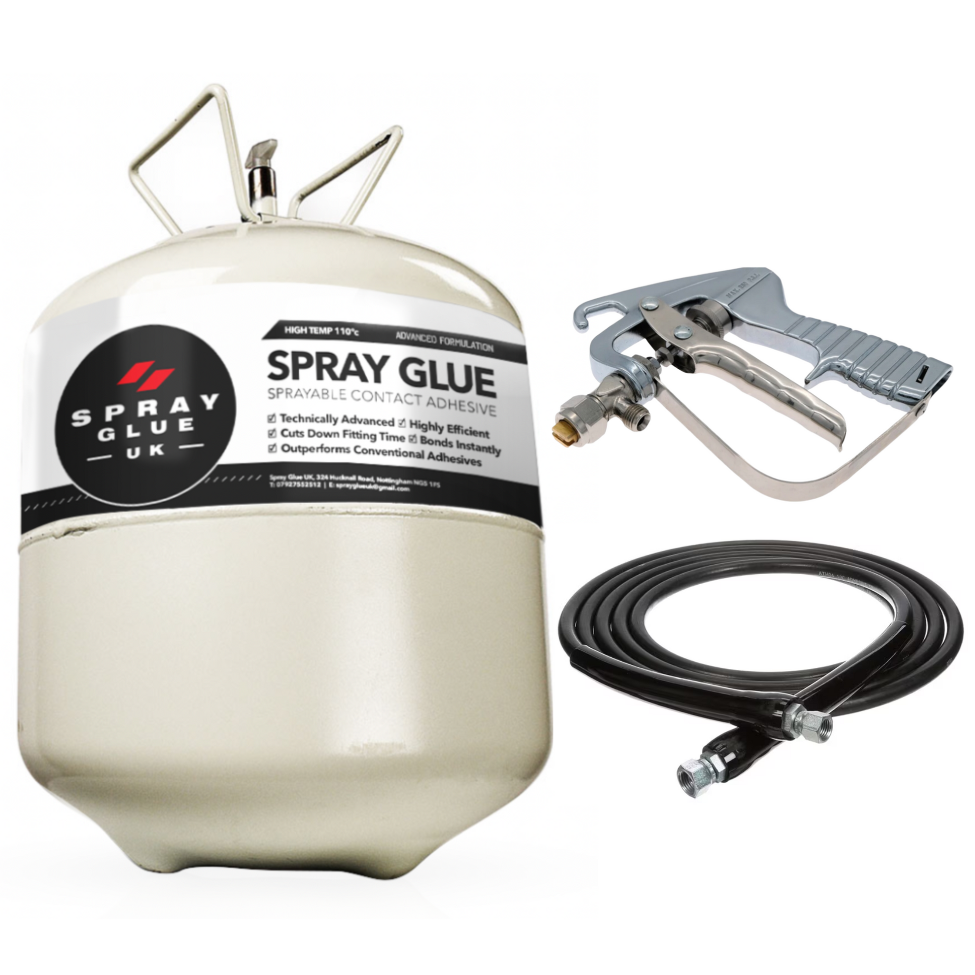 Spray Adhesive Setup - 17.5kg Canister Gun & Hose